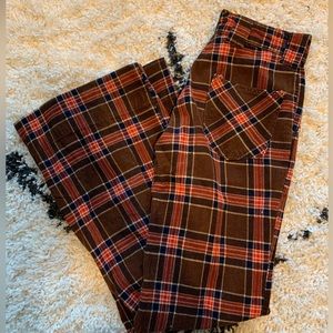 70s Plaid Corduroy Flares
